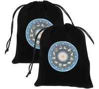 CREATCABIN 2 pz Sacchetti Tarocchi Sacchetti in Velluto Coulisse Sacchetti Carte dei Tarocchi Porta Mazzi Tarocchi Nero Lo Avvolgere Sacchetti Rune Gioielli Cristalli Articoli Stregoneria 12.5x15cm