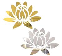CREATCABIN 2 Set Adesivi da Parete Specchio Acrilico Decalcomanie da Muro Specchio Loto Fai da Te 3D Specchio da Parete Arte Specchio Autoadesivo da Parete Decorativo Murale Staccabile per La 35x25cm
