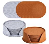 CREATCABIN 20 pz Set Sottobicchieri Bevande Supporto in Feltro Tovagliette Rotonde Grigie e Marroni Sottobicchieri Assorbenti Antiscivolo Resistenti al Calore Bar Casa Regalo Inaugurazione 10x10cm