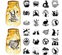 CREATCABIN 24 pz Sagome di Coniglio di Pasqua Decorazioni per Barattoli di Vetro in Cartone Ritagliato Coniglietto Ritagli per Album Fustellati Abbellimenti PVC per Artigianato Barattoli di 10x9cm