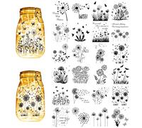 CREATCABIN 24 pz Sagome di Tarassaco Barattolo di Vetro Decorazione Farfalla Taglio Laser Cartone Scrapbook Ritagli Fustellati PVC per Lavorazione Barattoli Lanterna Pittura Murale Finestre 10x9cm