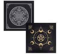 CREATCABIN 2Pcs Altare Stoffa Luna Sole Stella Pentagramma Mazzo di Tarocchi Celesti Arazzo Spirituale Tovaglia Potere Tessuto Sacro Astrologia per Divinazione Forniture di Stregoneria Premium Pagan