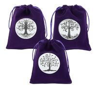 CREATCABIN 3 pz. Albero della Vita Tarocchi Borse Portaoggetti in Velluto Coulisse Dadi Tarocchi Carte Porta Borsa Viola Avvolgere Borse Gioielli Cristalli Altare Rune Stregoneria Regalo 12.5x15cm