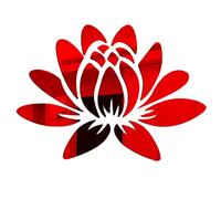 CREATCABIN 3D Loto Acrilico Specchio Fiore Wall Sticker Wall Art Autoadesivi Rimovibili Eco-Friendly Stickers Murali per Casa Camera da Letto Soggiorno Bagno Decorazione 13.7 x 9.8 Pollici, Rosso