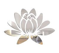 CREATCABIN 3D Specchio Acrilico Fiore di Loto Wall Sticker Wall Art Decalcomanie Autoadesivo Rimovibile Eco-Friendly per La Casa Camera Da Letto Soggiorno Bagno Decorazione 13.7 x 9.8 pollici