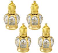 CREATCABIN 4 flacone Roll-On 15 ml per Profumo Flacone per Olio Arabo Mini Flacone Roll-On Vetro Dorato RicaricabileTappi per Viaggi Balsamo Aromaterapico Fai Te Lucidalabbra 6.5 x 3.7cm