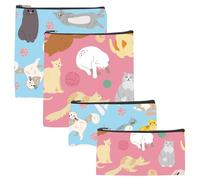 CREATCABIN 4 pz 2 Misure Riutilizzabili Sacchetti Snack Sandwich Sacchetto Alimenti Cerniera Impermeabile Lavabile Panno Modello Gatto Design Sicurezza Alimentare Sacchetto Il Pranzo Scuola 18x18cm