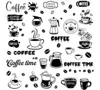 CREATCABIN 4 pz Adesivi da Parete A Forma Tazza caffè Decalcomanie Finestre Decorazione Autoadesiva Decalcomania da Parete A Forma Tazza caffè Stacca e Attacca Rimovibile e Impermeabile Bar 29x20cm