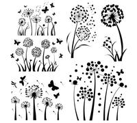 CREATCABIN 4 pz Adesivi Murali Tarassaco Adesivi Floreali Murali Decalcomanie Tarassaco Farfalle Decorazione Murale Arte Vinile Decorazione Murale Impermeabile Rimovibile Camera Letto Ufficio 20x29cm