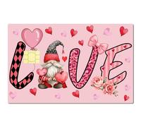 CREATCABIN 4 pz. Adesivo Carta Credito Gnomo Carta Debito Rosa San Valentino Cuore Rimovibile Sottile Carte Credito Personalizzazione AntiGraffio Decalcomanie Decorazione Chiavi e Carte 8.6x5.4cm