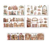 CREATCABIN 4 pz Libri Adesivi da Parete Adesivi da Parete Scaffali Adesivi Decorativi Impermeabili in PVC Foglie Floreali Murales Arte Decalcomanie Autoadesive La Decorazione Mobili Soggiorno 15x30cm