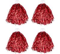 CREATCABIN 4 pz Pom Pom Cheerleading Pom Pom Metallico Cheerleader con Manico A Baton Pom Pom Cheer per Sport Gioco Cheer Team Training Festa Danza Palco Spettacolo Celebrazione 11.02x4.72 Pollici