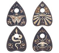 CREATCABIN 4 Pz Supporto in Cristallo Legno Planchette Mini Sfera Cristallo Espositore Roba Intaglio Regali Strumenti Piccolo Vassoio Altare Decor Magia per Sfera Cristallo Pietre Divinazione (Nero)