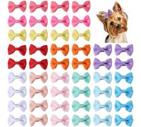 CREATCABIN 48 pz. Fiocchi Capelli Cani Piccoli e Carini Clip Fatti A Mano Cagnolini Gatti Gattini Conigli Accessori La Toelettatura Animali Domestici Natale Compleanno Festa 12 Colori 3.6x2.35cm