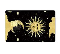 CREATCABIN 4PCS Card Skin Sticker Sleepy Sun Personalizzazione della Decalcomania della Carta di Credito Adesivi per Carte di Credito Impermeabili Sottili AntiGraffio Trasporto Chiave 186.3 x 137.3mm