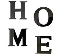 CREATCABIN 4Pcs Specchio Acrilico Home Sign Letters 3D Wall Sticker Wall Art Decalcomanie Decor Autoadesivo Rimovibile Eco-Friendly per La Casa Cucina Camera da Letto Soggiorno Bagno Decorazione Nero