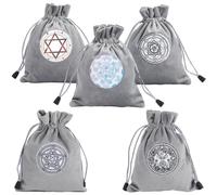 CREATCABIN 5 pz 5 Stili Star Moon Tarocchi Borsa per Carte Tarocchi Stoccaggio Velluto Spesso Pacchetto di Carte Tarocchi Carta dei Tarocchi Custodia con Coulisse Gioielli Mazzo di Carte 18x14cm