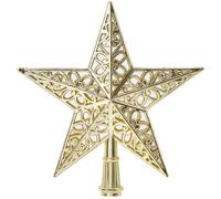 CREATCABIN 5 pz.Puntale Albero Natale A Forma Stella Decorazione in Plastica Dorata A Forma Farfalla Cava Decorazione Natalizia Stella Pentagramma Puntale Albero Natale Capodanno 15x14.2x2.6cm