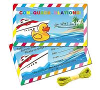 CREATCABIN 50 pz Carte Sei Stato Ducking Crociera Rubber Duck Tag Cruise Duck Tag Card Yacht Ducking DIY Duck Card con Foro e Spago per Rubber Duck Car Decor-ConQuackulations 8.75 x 5cm