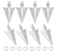 CREATCABIN 50 pz Ciondoli A Forma di Freccia Ciondoli In Acciaio Inossidabile Ciondolo Piatto In Argento con Foro Aperto Anelli di Salto per Creazione di Gioielli Forniture Fai Da Te Forniture Collane