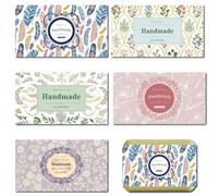 CREATCABIN 50 pz. Sapone Fatto A Mano Involucri Etichette Verticali Etichette in Carta Kraft Etichette Sapone Artigianato Scatole Regalo Sigilli Cintura Piante Piume Natale Compleanno21x11.8cm