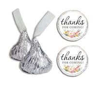 CREATCABIN 500 pz. Adesivi Grazie Essere Venuti Etichette Adesive Gocce Cioccolato Adesivi Caramelle e Baci Matrimoni Feste A Tema Addio al Nubilato Bomboniere Etichette Regalo 2cm