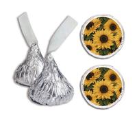 CREATCABIN 500 pz Etichette Adesive Gocce Cioccolato Adesivi Baci Girasole Adesivi Caramelle Bomboniere Baci Matrimoni Addio al Nubilato Festa Fidanzamento Decorazioni Compleanno Girasole 2cm