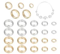 CREATCABIN 50Pz/Scatola Placcato Oro 24K Cerchio Rotondo Cornice di Perline 2 Colori 2 Fori Distanziatore Ottone Connettore Anello 925 Argento Sterling Placcato per Perline Orecchini Bracciale Collana