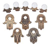 CREATCABIN 5Pcs Hamsa Sfera di Cristallo Espositore Mano di Legno Supporto di Cristallo Roba da Strega Decorazione Regali da Strega Forniture Piccolo Vassoio Wiccan Altare Decorazione Magia per