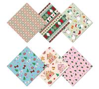 CREATCABIN 6 Confezione Panno Pulizia degli Occhiali Natale Panno Microfibra Morbido Multicolore Detergente Occhiali Salviette Spesse Riutilizzabili Occhiali Fotocamera Telefono Schermi 15.5x15.5cm