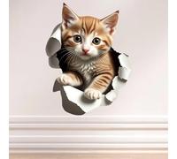 CREATCABIN 6 pz Adesivi Murali 3D Autoadesivi Adesivi Realistici per Gatti Vinile per Mobili Ufficio Soggiorno Camera Letto Sala d'Arte Bagno Cucina Divano Sfondo Decorazione Fai Te