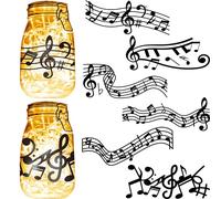 CREATCABIN 6 pz Sagome di Note Musicali Decorazioni per Barattoli di Vetro Ritagli di Cartone Ritagli Fustellati Decorazioni in PVC per La Lavorazione di Barattoli di Lanterne Pittura Murale 20x9cm