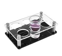 CREATCABIN 6 Vassoio per Bicchierini Shot Acrilico Trasparente Nero Apertura 1.5 Pollici Bicchieri Birra Vino Espositore per Vassoi Supporti per Bar Feste Club Feste Famiglia 16.5 x 10 x 5.2cm