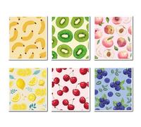 CREATCABIN 6pz 6 Stili Strofinacci Cucina Estivi Strofinacci Cucina Cotone Cellulosa Riutilizzabili vabili Assorbenti Banana Kiwi Pesca Limone Ciliegia Mirtillo Strofinacci Pulizia Cucina 7.7x6.8