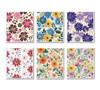 CREATCABIN 6pz 6 Stili Strofinacci Floreali Strofinacci Floreali Colorati Cotone Riutilizzabili vabili Assorbenti Vintage Strofinacci Svedesi Cucina Casa Salviette Pulizia 7.7x6.8 Pollici