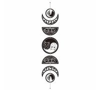 CREATCABIN 7 pz. Decorazione Parete Fasi Lunari Stile Boho A Parete Luna in Legno Motivo Yin Yang Decorazione Parete Gatto Decorazione Nordica La Casa Decorazione Parete Decorazione 79x16cm