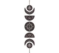 CREATCABIN 7pcs Fasi Lunari Appeso A Parete Boho Decor Arte da Parete in Legno Witchy Decor Rustico Segno di Legno Nero Decorativo Arte Moderna Parete Spirituale per Camera da Letto 72.5x16cm