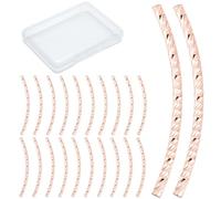 CREATCABIN 80 Pz Oro Rosa Tubo Curvo Perlina Ottone Tubo A Squame di Pesce 2 Fori Noodle Perline Lungo Tubo Curvo Distanziatore Connettore Bulk per Creazione di Gioielli Ciondoli Bracciali 30x1.5mm