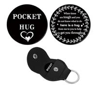 CREATCABIN Abbraccio Tascabile Ricordo Una Relazione A Distanza in Acciaio Inossidabile A Doppia Faccia Regalo Motivazionale Portachiavi in Pelle Regalo Motivazionale Uomini Fidanzato Fidanzata 3x3cm