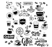 CREATCABIN Adesivi da Parete per caffè Chicchi di caffè Neri Tazze Decalcomanie da Muro Rimovibili Fai da Te Vinile Adesivo da Parete Decorazioni per Stazione del caffè Decorazioni Cartelli 58x40cm