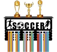 CREATCABIN Appendiabiti Medagli da Calcio Scaffal Trofei Porta Medagli da Calcio Supporto Mensola Sport 4 Supporto da Paret in Metallo Contener 70+ medagli Corridor Porta Medagli da 40x20x10cm