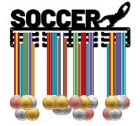 CREATCABIN Appendiabiti Medaglie Calcio Porta Medaglie Sportive Oltre 60 Medaglie Premio Ferro Telaio Rack Appeso A Parete per Medaglia Corridore Calcio Ginnastica Maratona Atleta Regalo 40x15cm