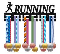 CREATCABIN Appendiabiti Medaglie Da Corsa Porta Medaglie In Legno Premi Montaggio A Parete Decorazione Cornice Appendini Sportive Oltre 30 Appese Badge Corridore Maratona 40x15cm