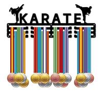 CREATCABIN Appendiabiti Medaglie Karate Display Porta Medaglie Sport Rack Award Cordino in Metallo Robusto Nuotatore A Parete Corridore Atleti Giocatori Ginnastica Regalo Oltre 60 medaglie 40x15cm