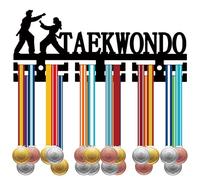 CREATCABIN Appendiabiti Medaglie Taekwondo Porta Medaglie in Acrilico Espositore Supporto Sport Montaggio A Parete Appendiabiti Badge Nastro Rastrelliera Medaglie da Corsa Vincitori 29x12cm