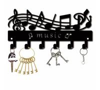 CREATCABIN Appendiabiti Parete A Forma Nota Musicale Metallo Nero Decorativo Design A Forma Nota Musicale Appendiabiti Parete Organizer Cappelli e Asciugamani Decorazione Artistica Parete 6 27x13cm