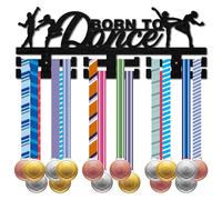 CREATCABIN Appendiabiti per Medaglie da Ballo Porta Medaglie da Gara Competizione Premi Sportivi Rack Nero Supporto da Parete in Legno su 30 medaglie per Giocatori Che Ballano Atleta Medaglia 40x15cm