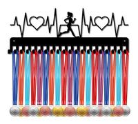 CREATCABIN Appendiabiti per Medaglie da Corsa Espositore Porta Medaglie Scaffale per Medaglie in Metallo Nero Organizzatore per Appendiabiti Linea di Salto Cornice per Medaglie Espositore 40x15cm