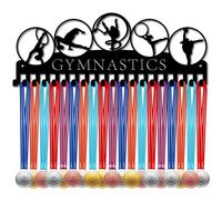 CREATCABIN Appendiabiti per Medaglie da Ginnastica Espositore per Medaglie Scaffale in Metallo Nero Appendiabiti per Medaglie Organizzatore Cornice per Medaglie Espositore per Nastro A Parete 40x15cm