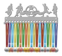 CREATCABIN Appendiabiti per Medaglie di Calcio Espositore Porta Medaglie di Calcio Sport Metallo Appeso Premi per Atleti Decorazione per Montaggio A Parete in Ferro con 20 Gancio per Medaglie 40x15cm